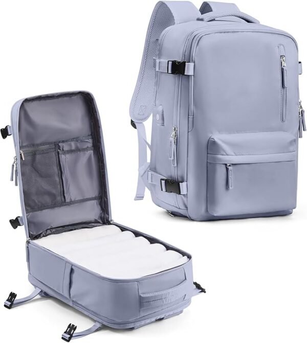 Expandable Travel Backpack with Large Capacity and Shoe Compartment