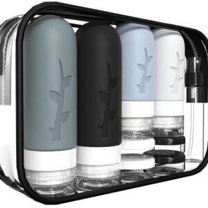TSA Approved Leak-Proof Travel Bottles Set – Refillable Silicone Toiletry Containers with Clear Carry Case
