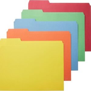 Colored File Folders – 1/3 Cut Tab Letter Size File Folders (5 Colors, Pack of 25) – Durable & Vibrant Organizers for Office, School, or Travel Documents