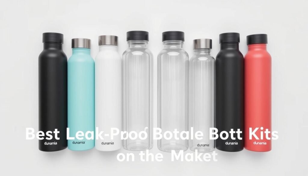 A well-designed and visually appealing collection of high-quality travel bottles in a clean, minimalist style. The bottles are arranged neatly on a white background, showcasing their sleek, leak-proof designs. The bottles are made by the brand "dunamia" and come in a variety of sizes and colors, including transparent and opaque options. The lighting is soft and even, highlighting the bottles' textures and materials. The overall composition is balanced and centered, creating a sense of order and professionalism. The image conveys a sense of practicality and efficiency, reflecting the "Best Leak Proof Travel Bottle Kits on the Market" section title. A well-designed and visually appealing collection of high-quality travel bottles in a clean, minimalist style. The bottles are arranged neatly on a white background, showcasing their sleek, leak-proof designs. The bottles are made by the brand "dunamia" and come in a variety of sizes and colors, including transparent and opaque options. The lighting is soft and even, highlighting the bottles' textures and materials. The overall composition is balanced and centered, creating a sense of order and professionalism. The image conveys a sense of practicality and efficiency, reflecting the "Best Leak Proof Travel Bottle Kits on the Market" section title.